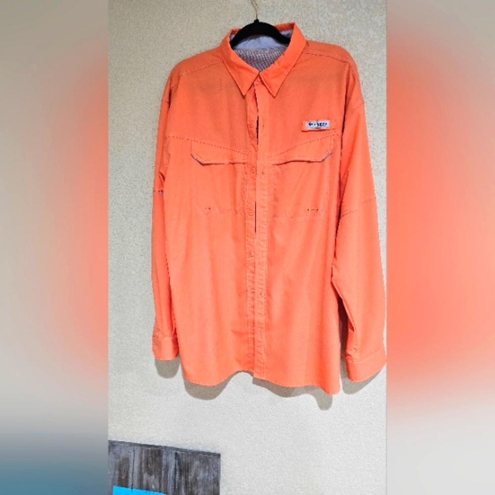 Columbia Orange Casual Button-Down Shirt